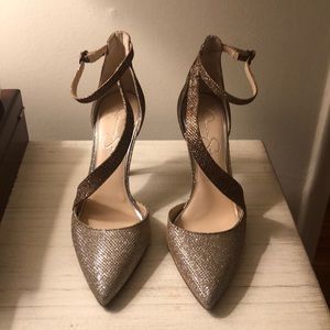 Jessica Simpson metallic heels
